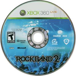 Cartridge artwork for Rock Band 2 on the Microsoft Xbox 360.